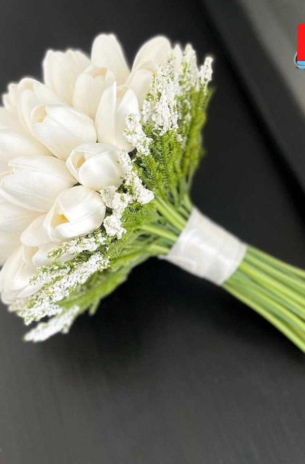 دسته گل عروس لاله لمسی مصنوعی