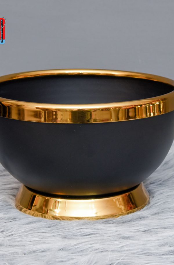 گلدان فلزی رومیزی رنگ مشکی با طلایی