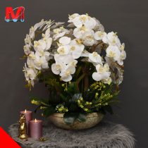 گل ارکیده مصنوعی سفید با گلدان
