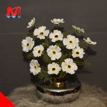 گل مصنوعی رومیزی سفید با گلدان