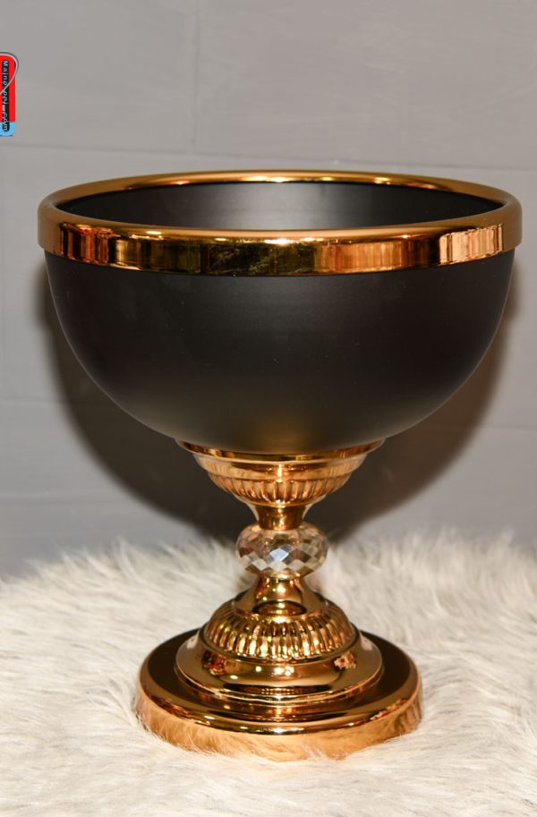 گلدون فلزی مشکی طلایی پایه دار