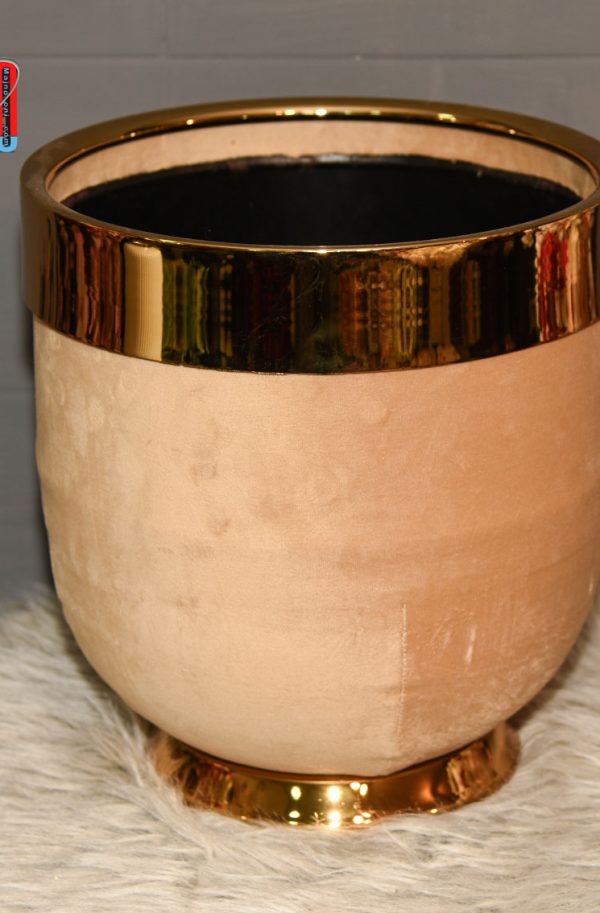 گلدان فایبر نشکن 30 سانت با چرم کرمی