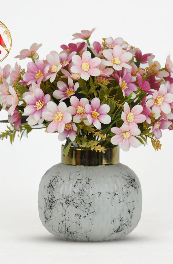 خرید گل بابونه با گلدان شیشه‌ای | قیمت و فروش گل رومیزی برای میز جلو مبلی و غذاخوری